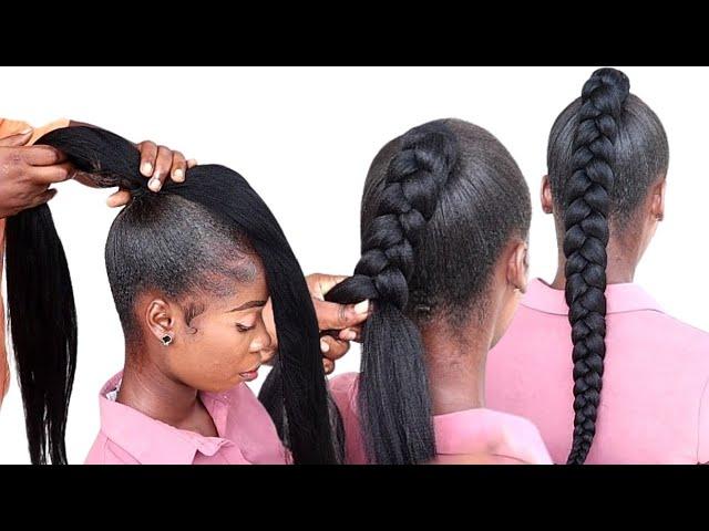 Under 10 Minutes, Braided Ponytail Hairstyles Using Braid Extension