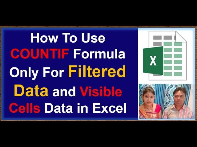 How To Use COUNTIF Formula Only For Filtered Data and Visible Cells Data in Excel | excel