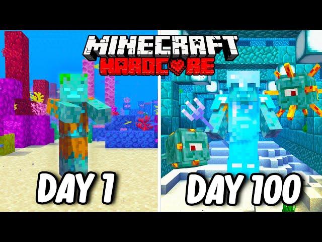 I Survived 100 Days as a DROWNED in Hardcore Minecraft... Minecraft Hardcore 100 Days