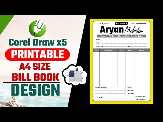 Bill book design || Bill book design in coreldraw || Bill book design kaise kare