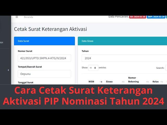 Cara Cetak Surat Keterangan Aktivasi PIP Nominasi Tahun 2024