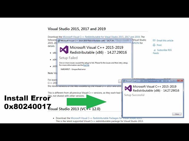 [FIXED] Error Install Microsoft Visual C++ (0x80240017 - Unspecified error)