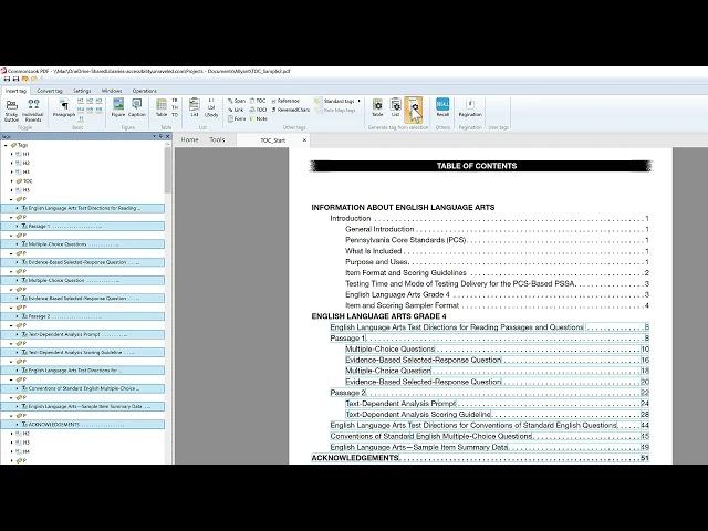 Easy Table of Contents with CommonLook PDF