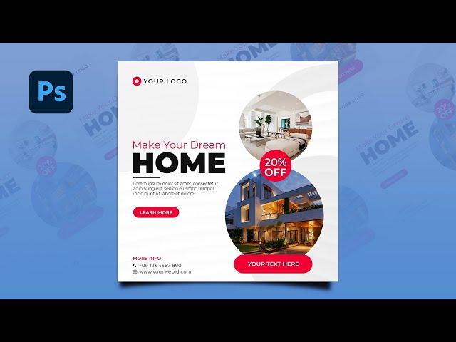 Real Estate Social Media Poster Design in Photoshop | Design Crafters Hub