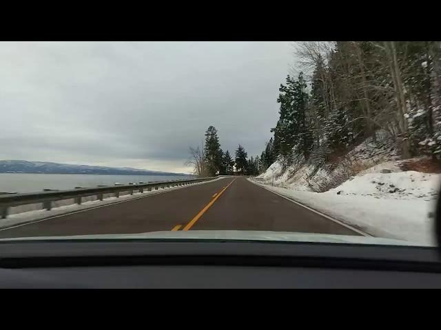 Driving Along Flathead Lake Montana on US 93