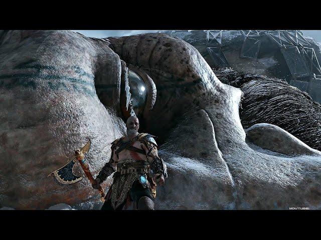 GOD OF WAR 4 Kratos Vs. Frost Giant Thamur Final Boss Fight + Thor SECRET Ending - PS5