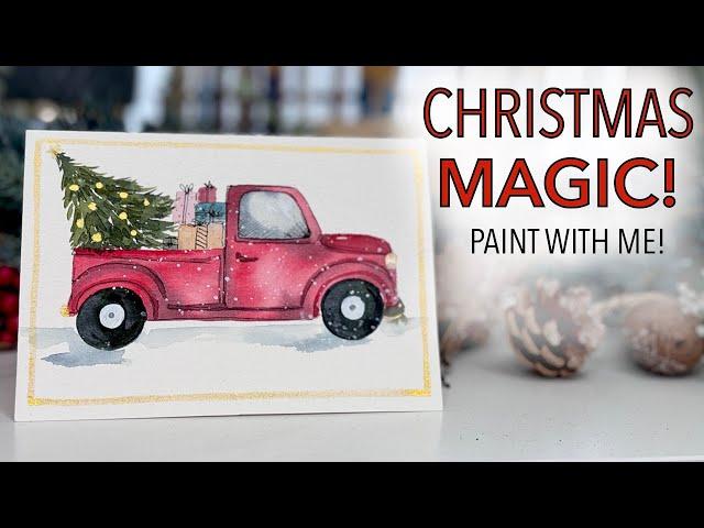 Watercolour Christmas Magic In A Little Red Truck! Paint With Me!