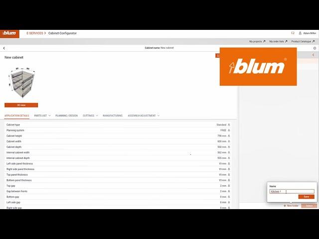 Cabinet Configurator – Saving and loading projects | Blum