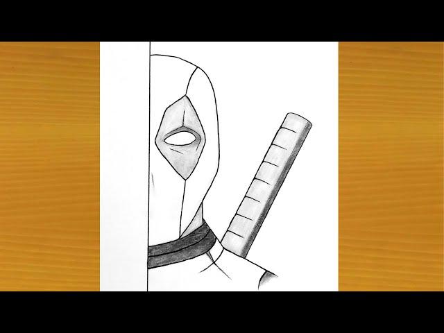 How To Draw Deadpool Step By Step Easy Deadpool Half Face Drawing Easy Tutorial with Pencil Drawing