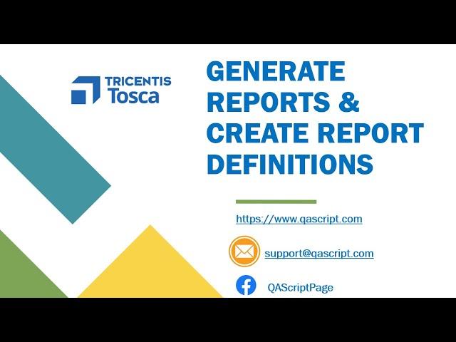 Tosca Tutorial | Lesson 72 - Generate Reports and Create Report Definitions | Reporting |