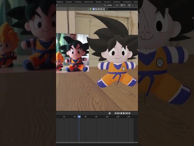 I made this cute plushie Goku from Dragon Ball anime using blender  #blender #shorts #b3d