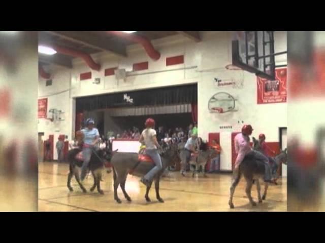 Raw: Students Play Basketball Riding Donkeys