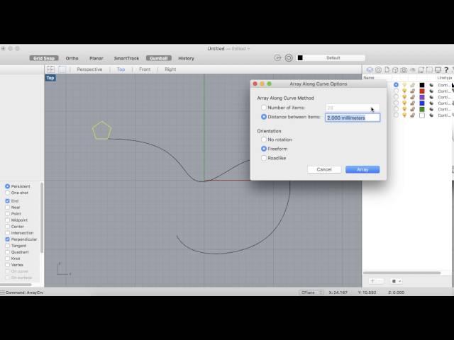 Array Along Curve on Rhino