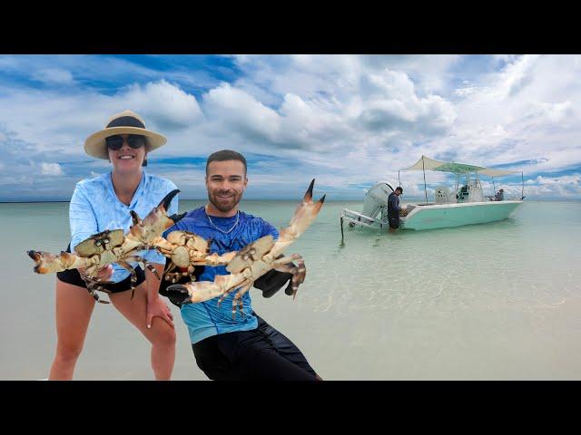 Hand Catching the Strongest Crab on Earth | Sandbar Stone Crab Catch & Cook