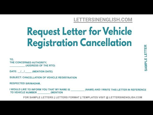 Request Letter For Vehicle Registration Cancellation - Letter for Cancellation of Registration