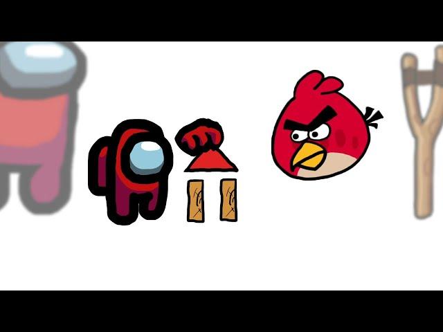 Mini Crewmate Kills 6 Angry Birds Characters | Among Us