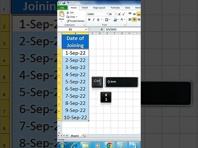 Excel how to change date format in In easy way #Excel #Formulas  (Shortcut # 35 )