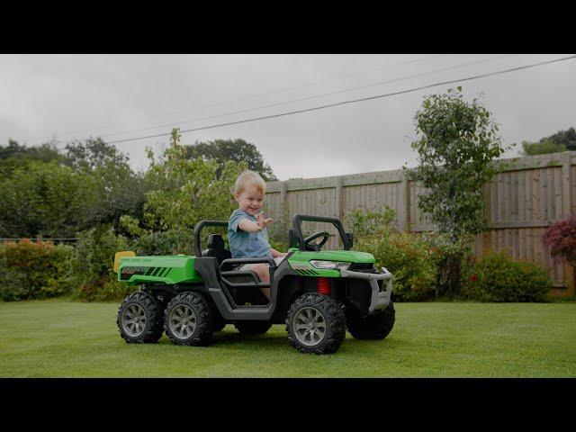 6 Wheel 4WD UTV Utility Tipper 12V Kids Electric Jeep - Green