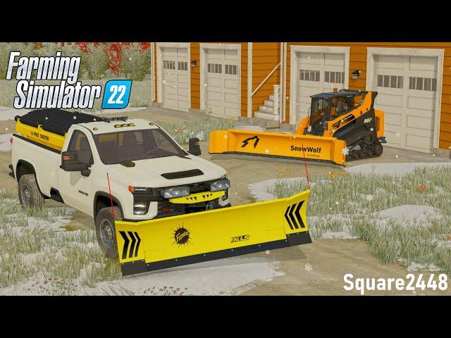 Snow Plowing At Townhouses! (Chevy 3500 & ASV Skidsteer) | FS22