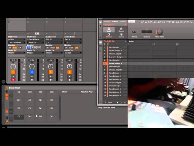 Maschine 2 0 in Ableton Live 9 mapping drum rack to trigger Maschine pads