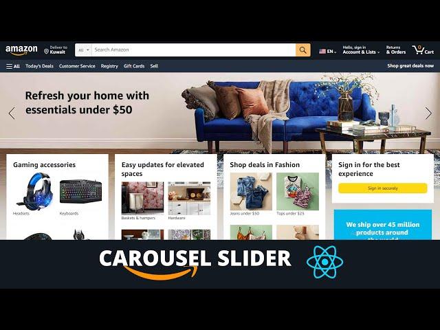 Build a AMAZON Responsive Carousel Slider with React-Slick in REACT JS.