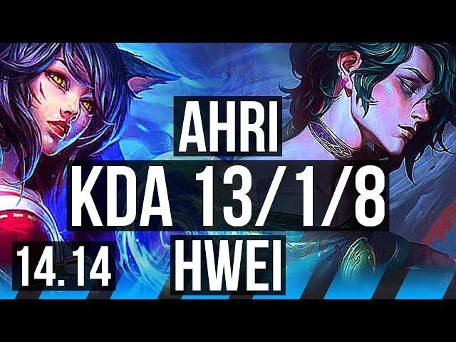 AHRI vs HWEI (MID) | 13/1/8, Legendary, 900+ games | EUW Master | 14.14