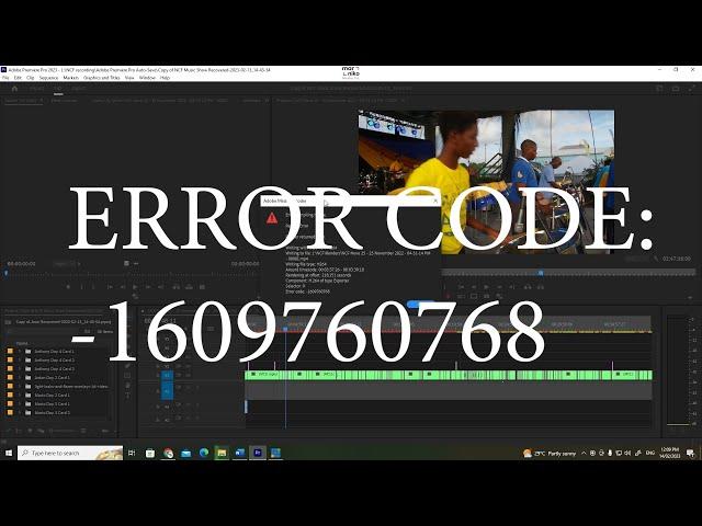 Adobe Premiere Pro Error Code: -1609760768