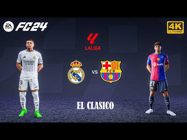 FC 24 - Real Madrid Vs Barcelona - Ft.Mbappe,Yamal | ElClasico | LaLiga 24/25 Full Match| 4K HDR