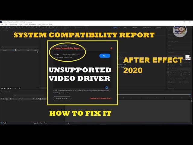 How to fix Unsupported Video Driver | Graphics Problem Solve After Effect 2020