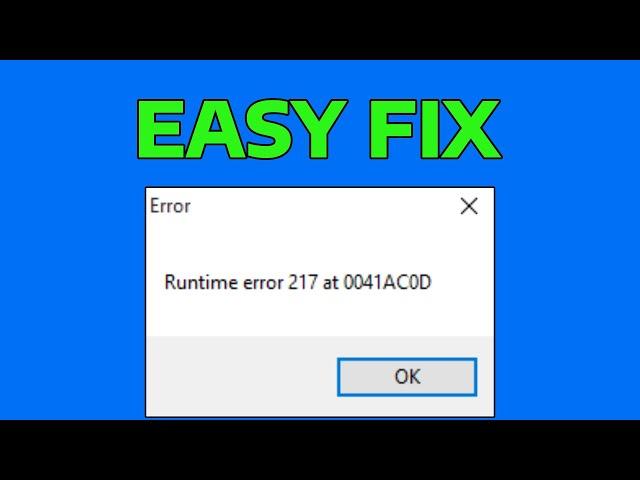 How To Fix Runtime Error 217