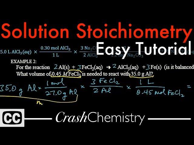 Solution Stoichiometry tutorial: How to use Molarity + problems explained | Crash Chemistry Academy