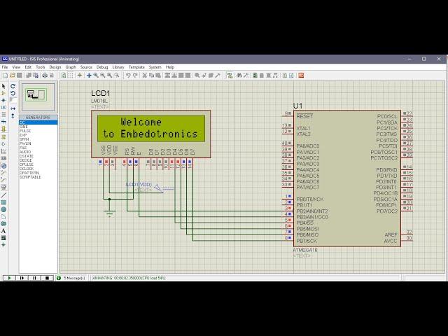 Atmega16 interfacing with LCD in 4 bit mode (Proteus Simulation)