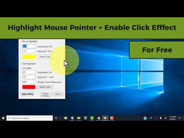 How to Highlight Mouse Pointer / Highlight Mouse Pointer Click  on Windows PC / Laptop