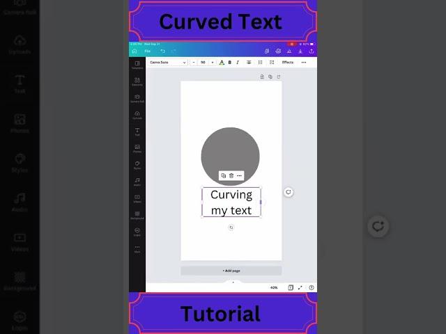 Canva tutorial for beginners on how to curve your text