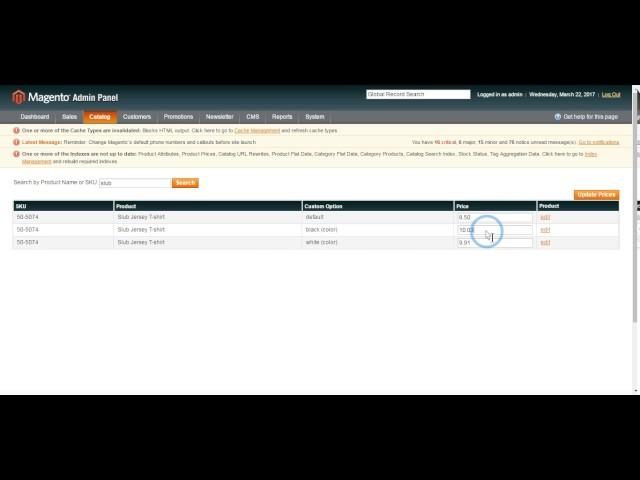 Magento Custom Options Price Manager