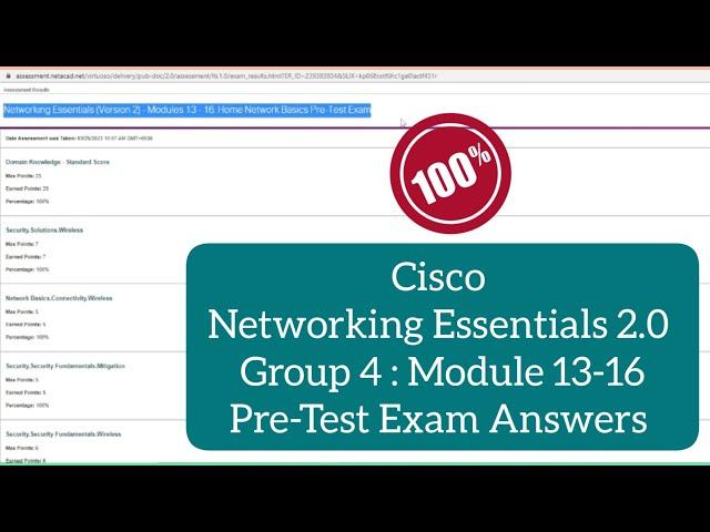 Cisco Networking Essentials 2.0 Group 4 Modules 13-16 Pretest Exam Answers || Networking Essentials