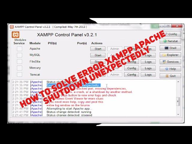 How to Solve Error XAMPP Apache Shutdown Unexpectedly