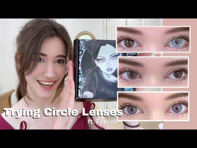 Trying on Circle Lenses!  (Enlarging, Works on Dark Brown Eyes) Ft. Eyevos