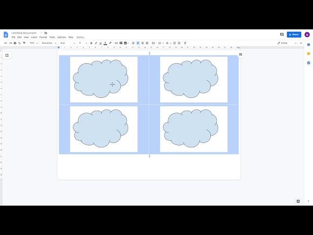 Google Workspace: Google Docs | How to split a page into 4 quadrants (print 4 flyers or images on 1)