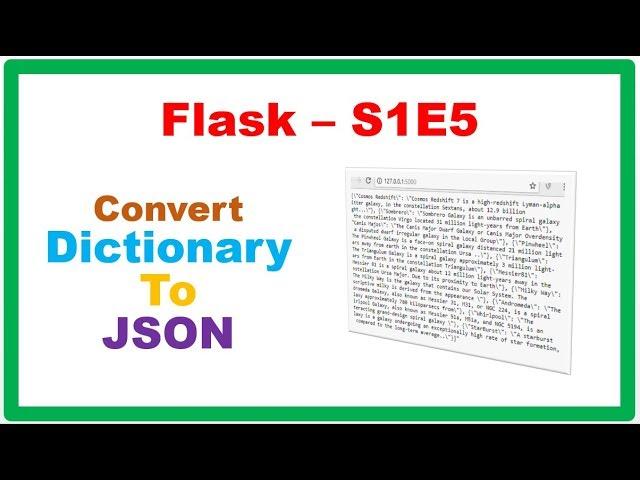 Flask S1E5 : Convert Dictionary to JSON