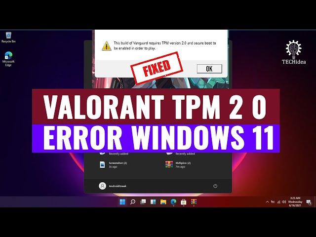 Valorant tpm 2.0 Error Windows 11 2024 [New Method]