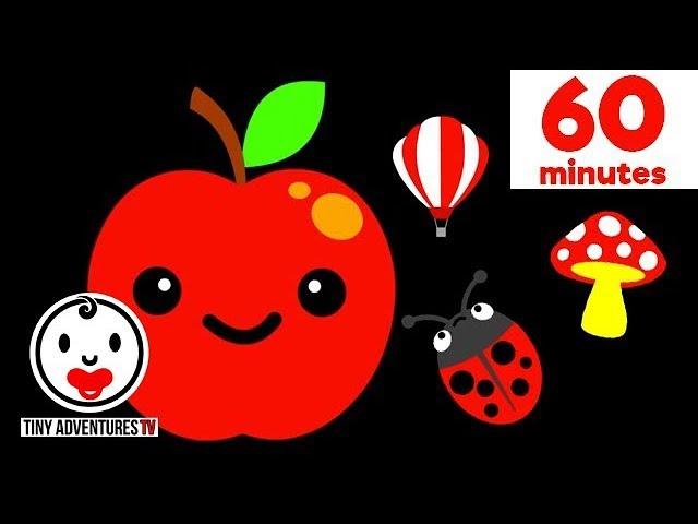 Baby Sensory - 60 Minutes High Contrast Color Animation #4 - Apples & more