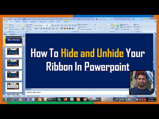 How To Hide and Unhide Your Ribbon In Powerpoint || Show or Hide Ribbon in Your Powerpoint