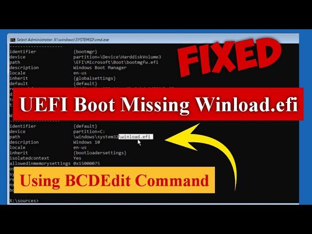 UEFI Boot Missing Winload.efi Using BCDEdit Command in Windows 11/10 [Fixed] #gpt #uefi #efi