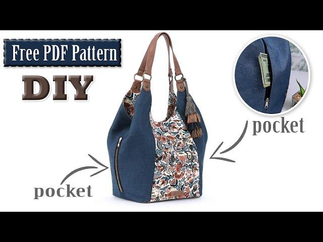 DIY POPULAR DESIGN JEANS CLOTH BAG FROM SCRATCH SEWING ~ Free PDF Pattern