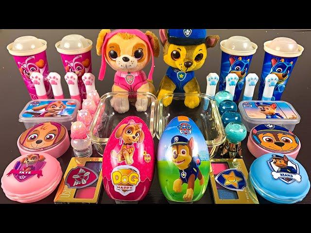 PAW PATROL Skye&Chase Mixing Makeup,Eyeshadow,Glitter,Clay Into SlimeOddly Satisfying Slime #ASMR