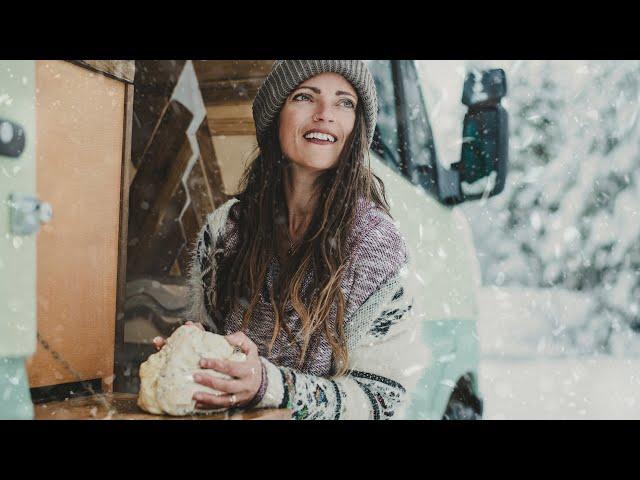 My Day Baking Bread Off Grid In The Snow (Vegan Olive Bread Recipe)