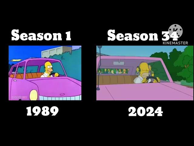 The simpsons Season 1 1989 Vs Season 34 2024