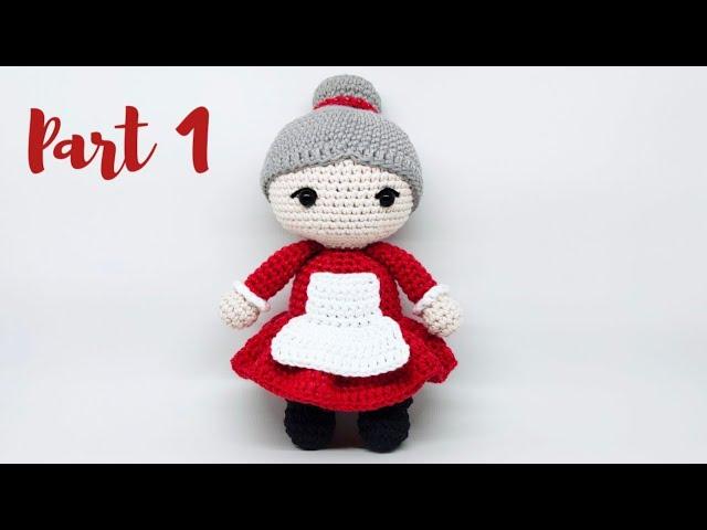 MRS. SANTA  | PART 1 | SHOES & LEGS, BODY, SKIRT, APRON, ARMS | HOW TO CROCHET | AMIGURUMI TUTORIAL