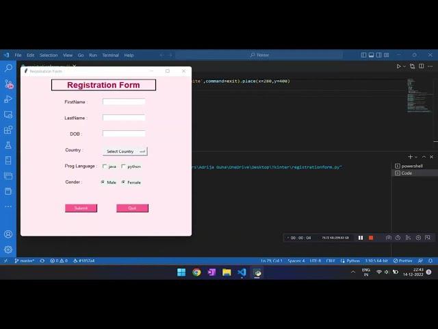 Registration Form - GUI with Tkinter and SQLite3 | Tkinter Gui With Sqlite Backend | FULL CODE LINK